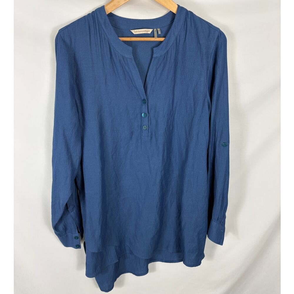 Soft Surroundings Blue V Neck Tunic Size Medium